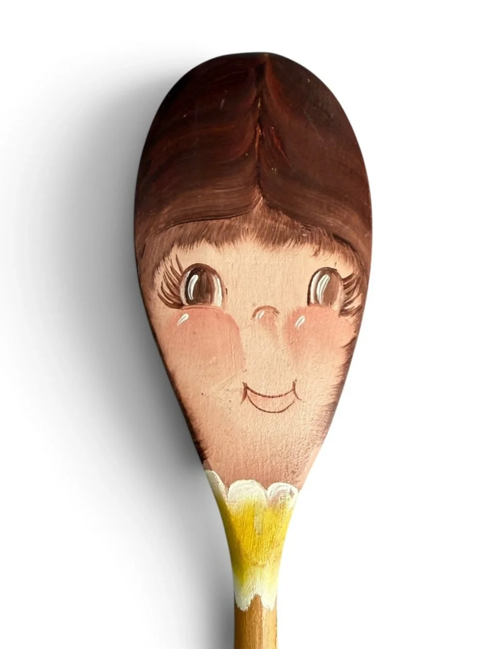 Vintage Set of 5 Hand Painted Wooden Spoons Folk Art Whimsical Character Faces